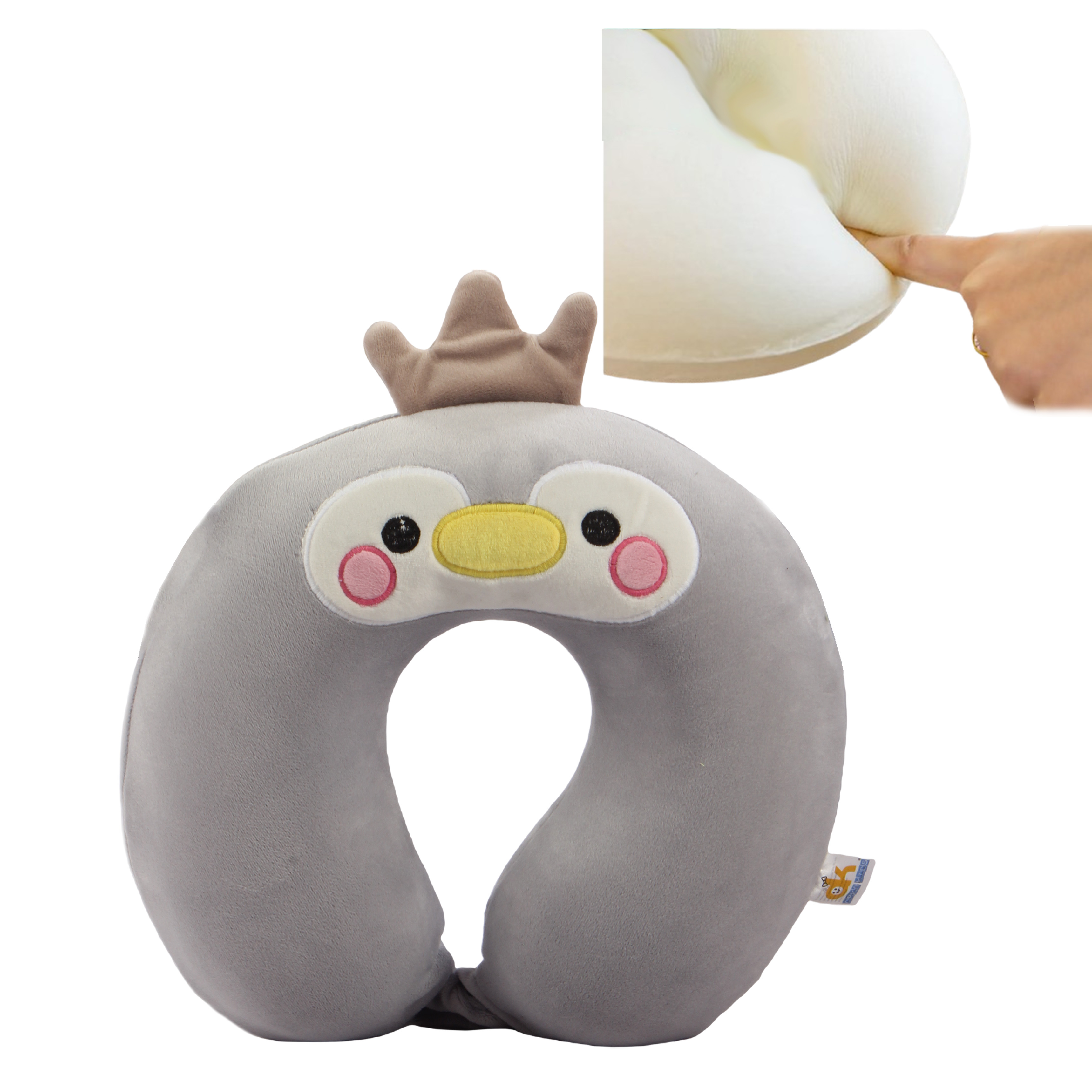 Orka Kids Embroidery Memory Foam U Neck - Grey
